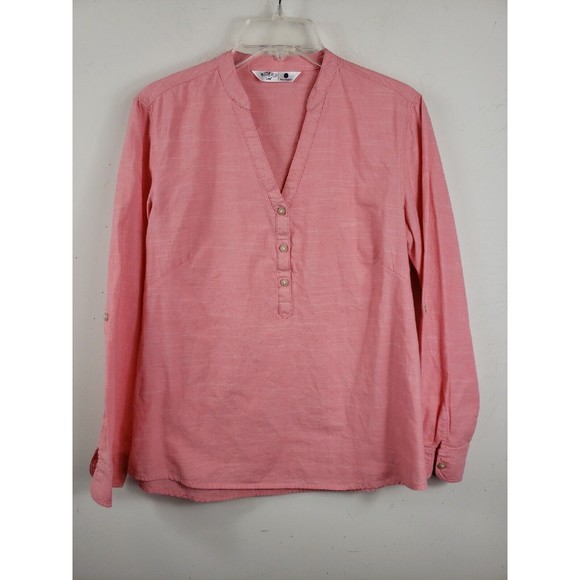 riders by lee womens shirt Sz Small pink long sleeve vneck cotton - Picture 2 of 11